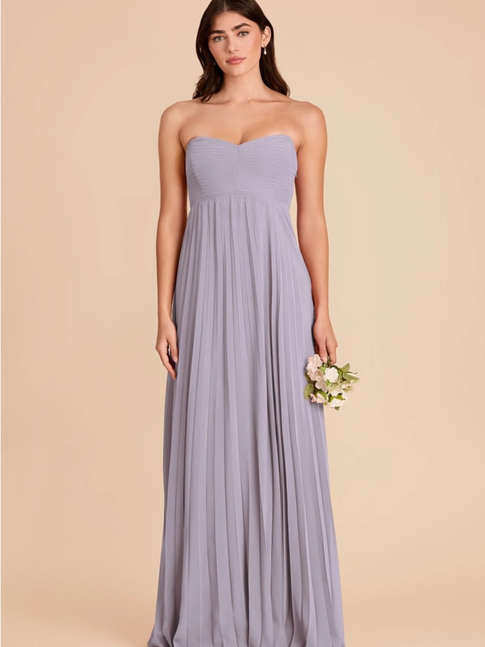 Birdy Grey Lavender Strapless Pleated Maxi Dress